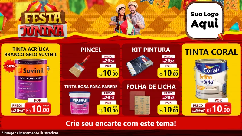 Modelo de TV para TV Horizontal com o tema Festa Junina para Tintas e Ferramentas