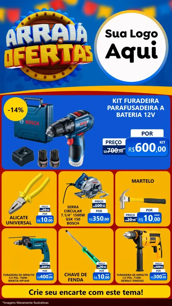Modelo de Rede Social para Stories com o tema Arraiá de Ofertas - Junina para Maquinas e Ferramentas