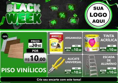 Modelo de Encarte para Encarte A4 Horizontal com o tema Black Week para Material para Construção