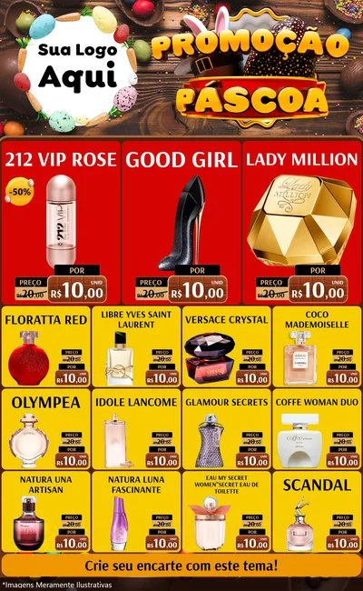 Modelo de Encarte para Encarte Grande com o tema Promoção Páscoa para Perfumes