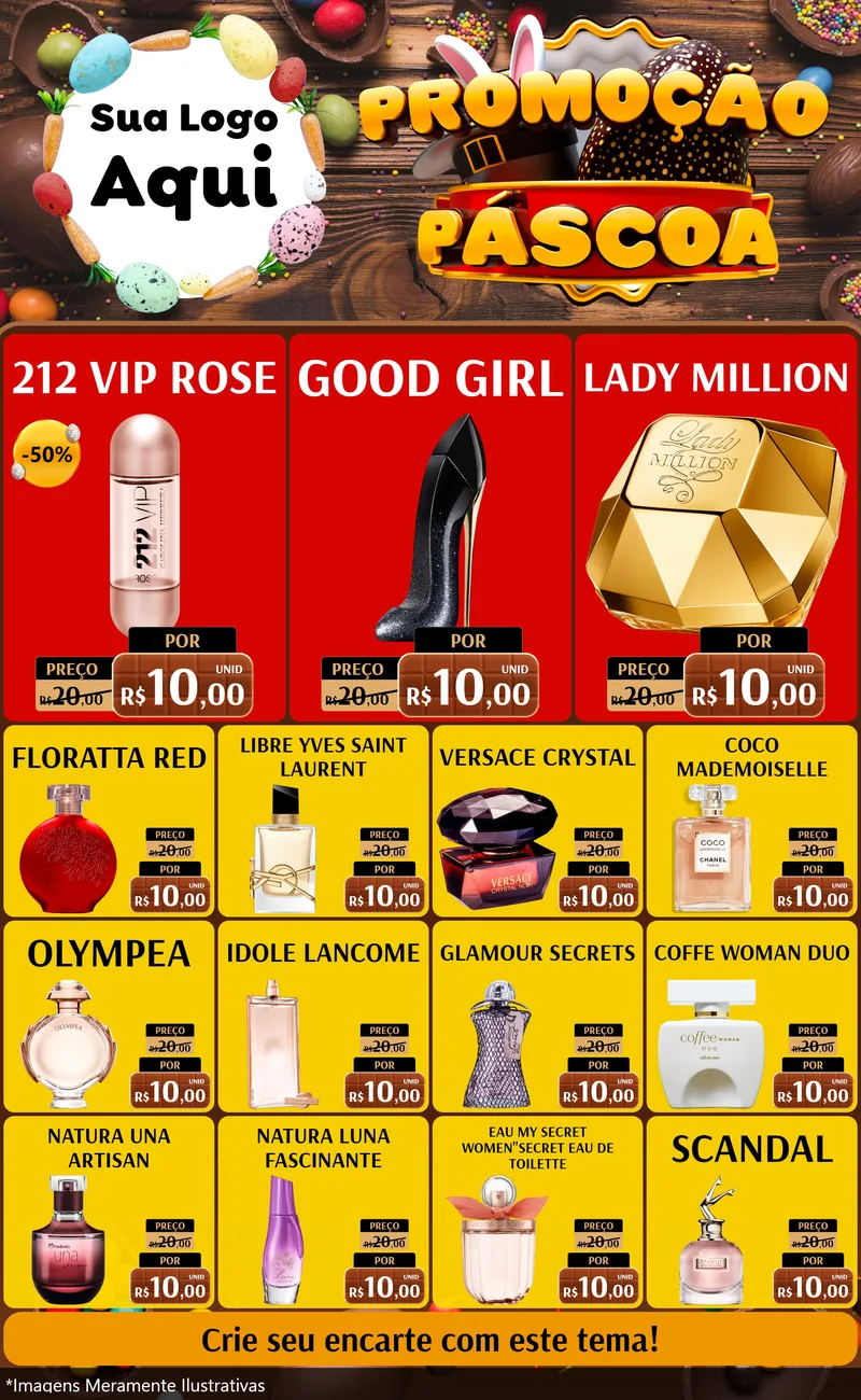 Modelo de Encarte para Encarte Grande com o tema Promoção Páscoa para Perfumes