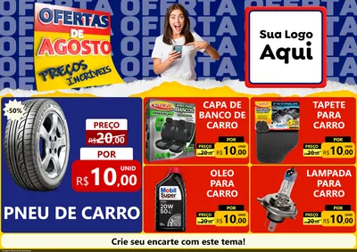Modelo de Encarte para Encarte A4 Horizontal com o tema Ofertas de Agosto - Preços Incríveis para Auto peças
