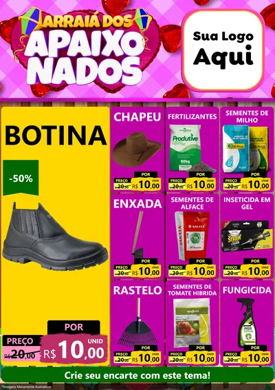 Modelo de Encarte para Encarte A4 Vertical com o tema Arraiá dos Apaixonados para Agropecuária