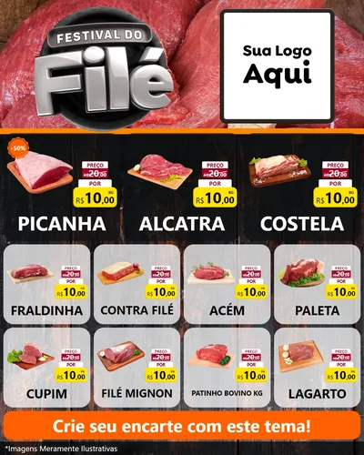 Modelo de Rede Social para Feed Instagram com o tema Festival do Filé para Açougue