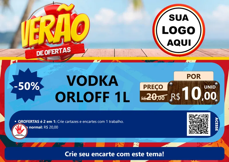 Modelo de Cartaz para Cartaz A4 Horizontal com o tema Verão de Ofertas para Distribuidora de bebidas