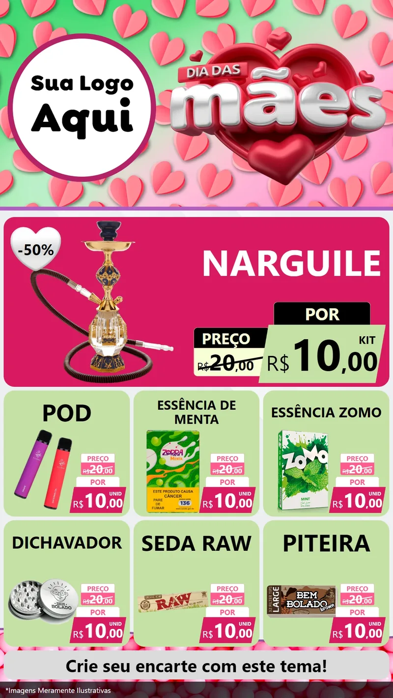 Modelo de Rede Social para Stories com o tema Dia das Mães para Tabacaria