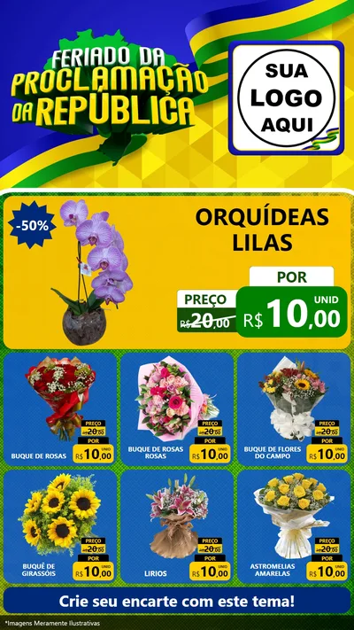 Modelo de Rede Social para Stories com o tema Feriado da Proclamação da República para Floricultura e jardim