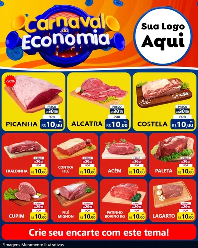 Modelo de Rede Social para Feed Instagram com o tema Carnaval da Economia para Açougue
