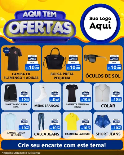 Modelo de Rede Social para Feed Instagram com o tema Aqui Tem Ofertas para Roupas e acessórios