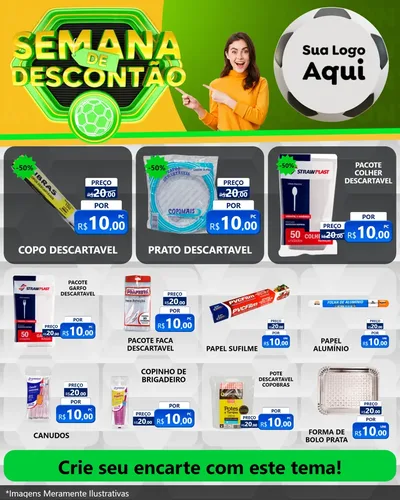 Modelo de Rede Social para Feed Instagram com o tema Semana de Descontão - Copa para Embalagens