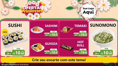 Modelo de TV para TV Horizontal com o tema Ofertas de Primavera para Comida japonesa