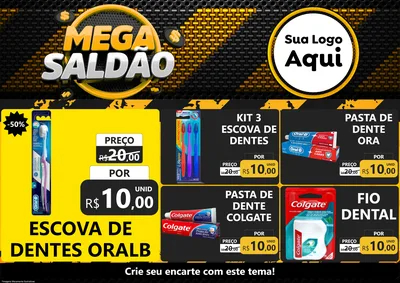 Modelo de Encarte para Encarte A4 Horizontal com o tema Mega Saldão para Higiene Pessoal