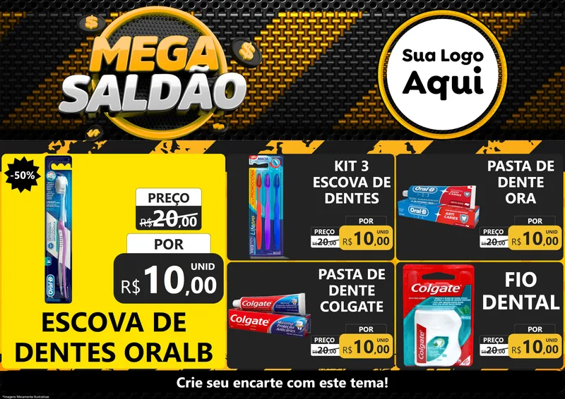Modelo de Encarte para Encarte A4 Horizontal com o tema Mega Saldão para Higiene Pessoal