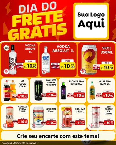 Modelo de Rede Social para Feed Instagram com o tema Dia do Frete Grátis para Distribuidora de bebidas