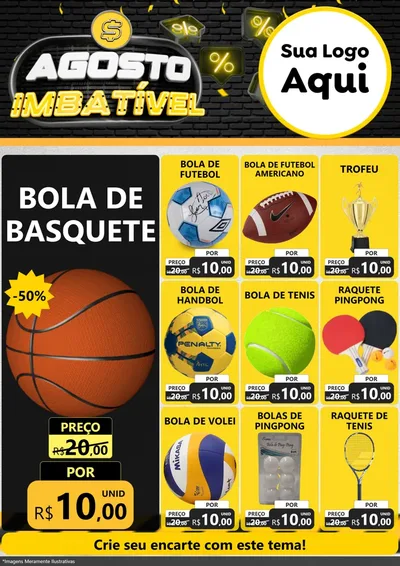 Modelo de Encarte para Encarte A4 Vertical com o tema Agosto Imbatível para Artigos Esportivos