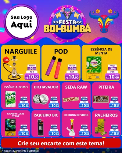Modelo de Rede Social para Feed Instagram com o tema Festa Boi-Bumbá para Tabacaria