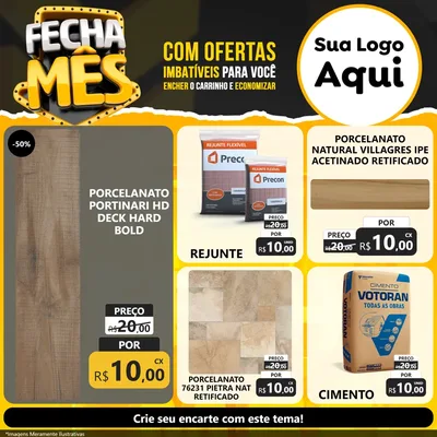 Modelo de Rede Social para Feed Facebook com o tema Fecha Mês para Pisos e revestimentos