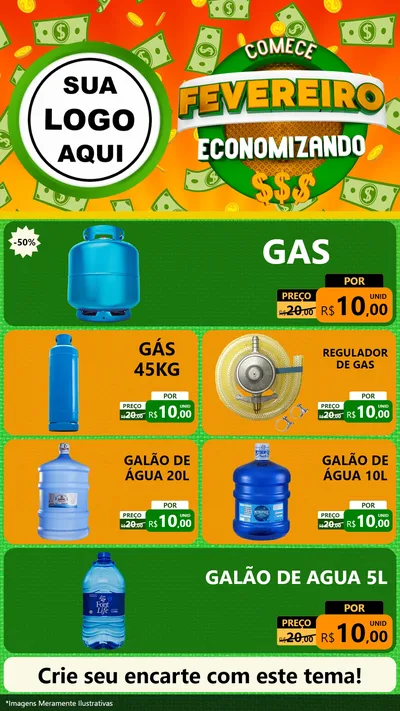 Modelo de TV para TV Vertical com o tema Comece Fevereiro Economizando para Água e gás