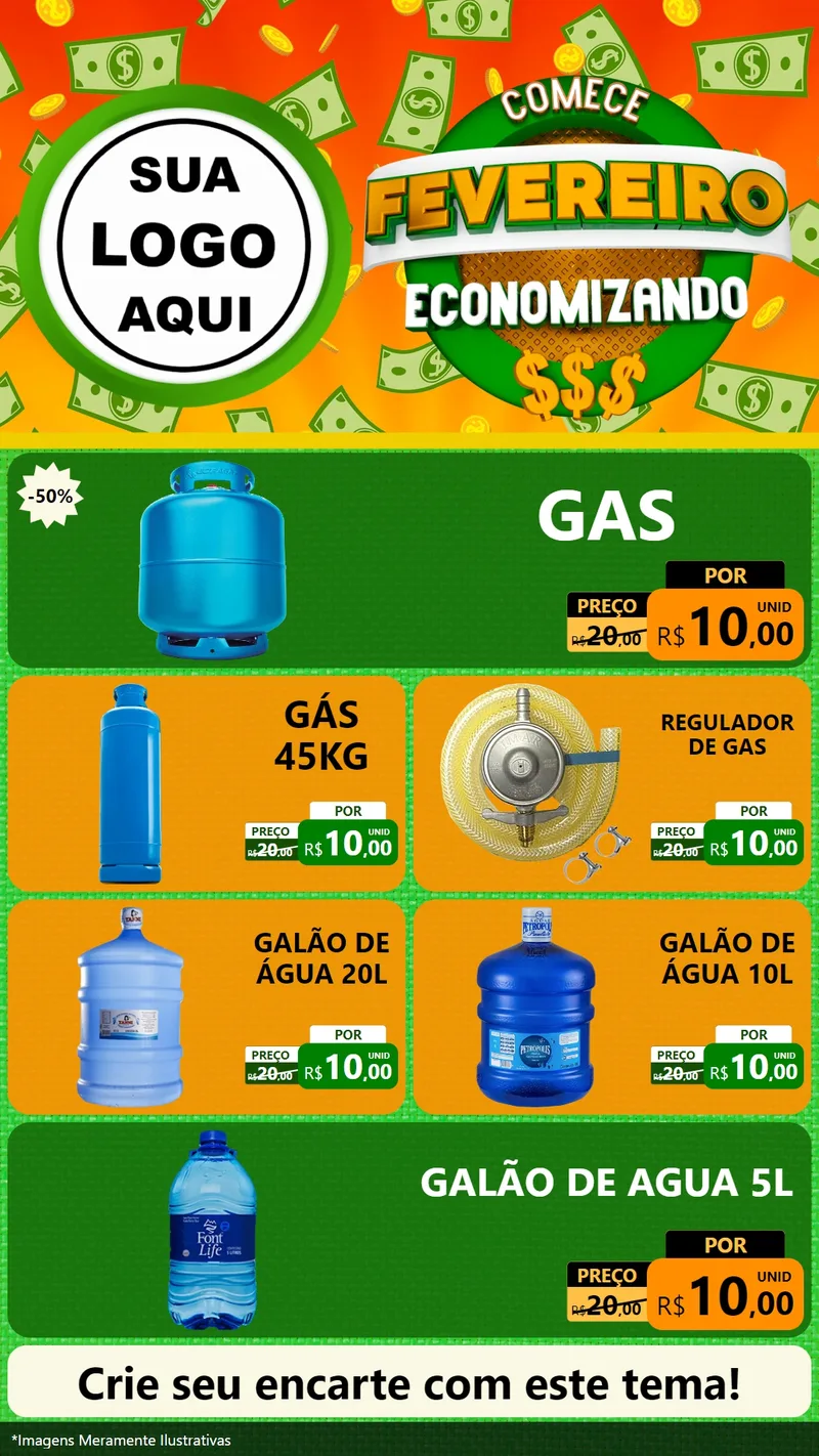 Modelo de TV para TV Vertical com o tema Comece Fevereiro Economizando para Água e gás