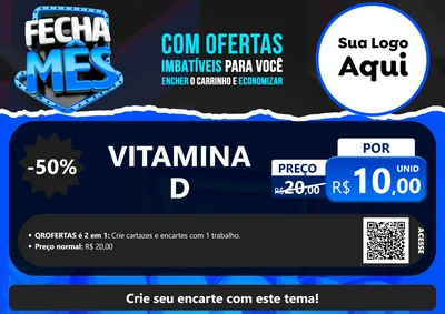 Modelo de Cartaz para Cartaz A4 Horizontal com o tema Fecha Mês para Farmácia