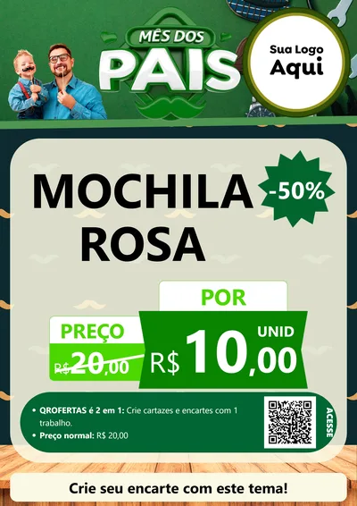 Modelo de Cartaz para Cartaz A4 Vertical com o tema Mês dos Pais para Papelaria