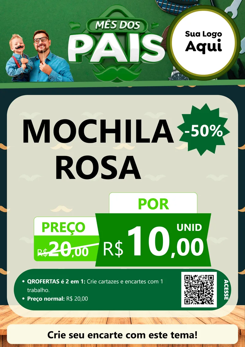 Modelo de Cartaz para Cartaz A4 Vertical com o tema Mês dos Pais para Papelaria