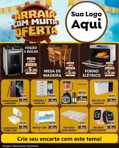 Modelo de Rede Social para Feed Instagram com o tema Ofertas de São João - Junina para Móveis e Eletro