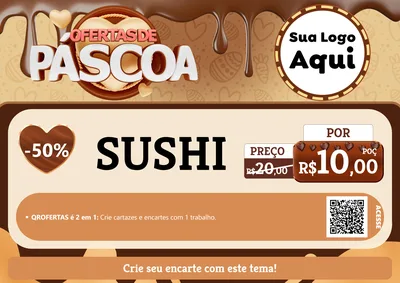 Modelo de Cartaz para Cartaz A4 Horizontal com o tema Ofertas de Páscoa para Comida japonesa