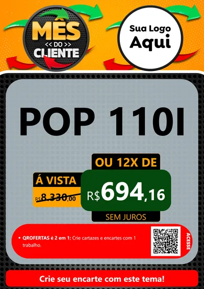 Modelo de Cartaz para Cartaz A4 Vertical com o tema Mês do Cliente para Concessionaria de Motos