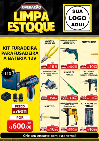 Modelo de Encarte para Encarte A4 Vertical com o tema Operação Limpa Estoque para Maquinas e Ferramentas
