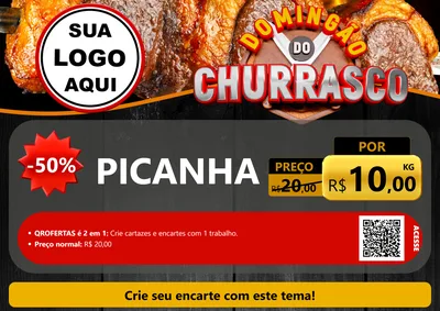 Modelo de Cartaz para Cartaz A4 Horizontal com o tema Domingão do Churrasco para Açougue