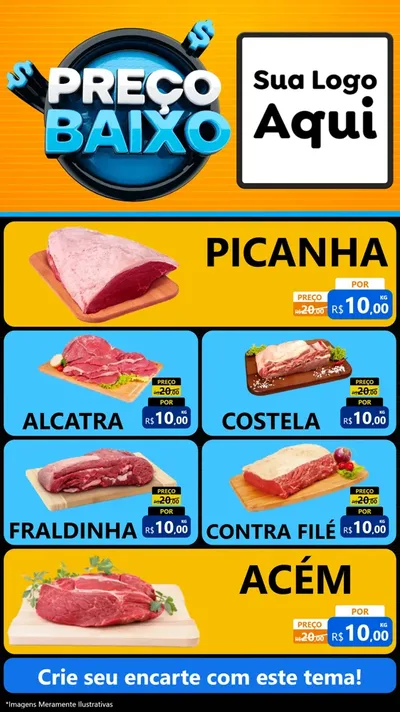 Modelo de TV para TV Vertical com o tema Preço Baixo para Açougue