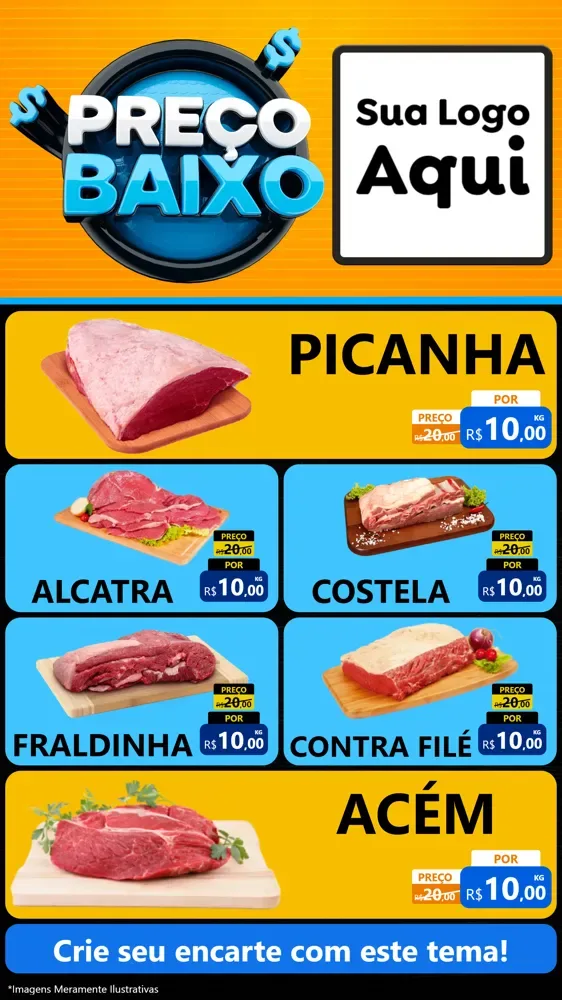 Modelo de TV para TV Vertical com o tema Preço Baixo para Açougue