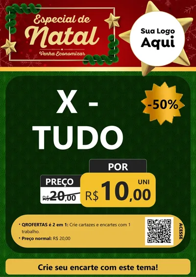 Modelo de Cartaz para Cartaz A4 Vertical com o tema Especial de Natal para Hamburgueria