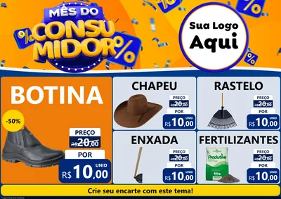 Modelo de Encarte para Encarte A4 Horizontal com o tema Mês do Consumidor para Agropecuária
