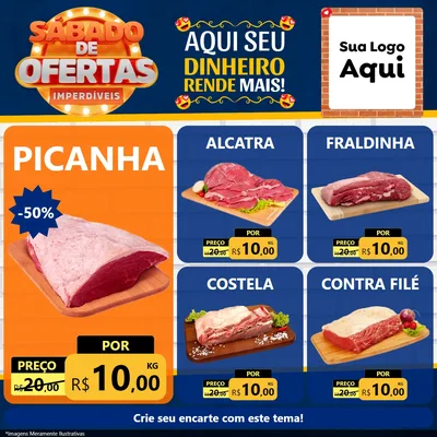 Modelo de Rede Social para Feed Facebook com o tema Sábado de Ofertas Imperdíveis para Açougue