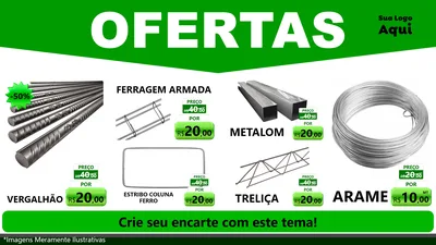 Modelo de TV para TV Horizontal com o tema Ofertas Verde Cartaz para Ferragens