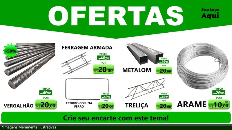 Modelo de TV para TV Horizontal com o tema Ofertas Verde Cartaz para Ferragens