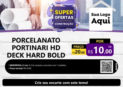Modelo de Cartaz para Cartaz A4 Horizontal com o tema Super Ofertas - Construção para Pisos e revestimentos