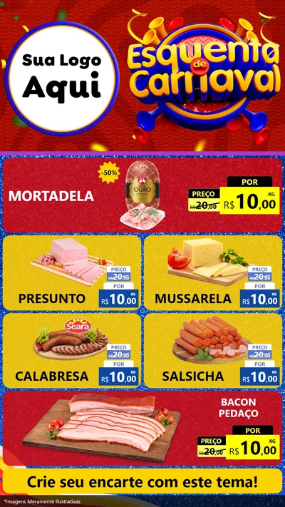 Modelo de TV para TV Vertical com o tema Esquenta de Carnaval para Frios e Laticínios