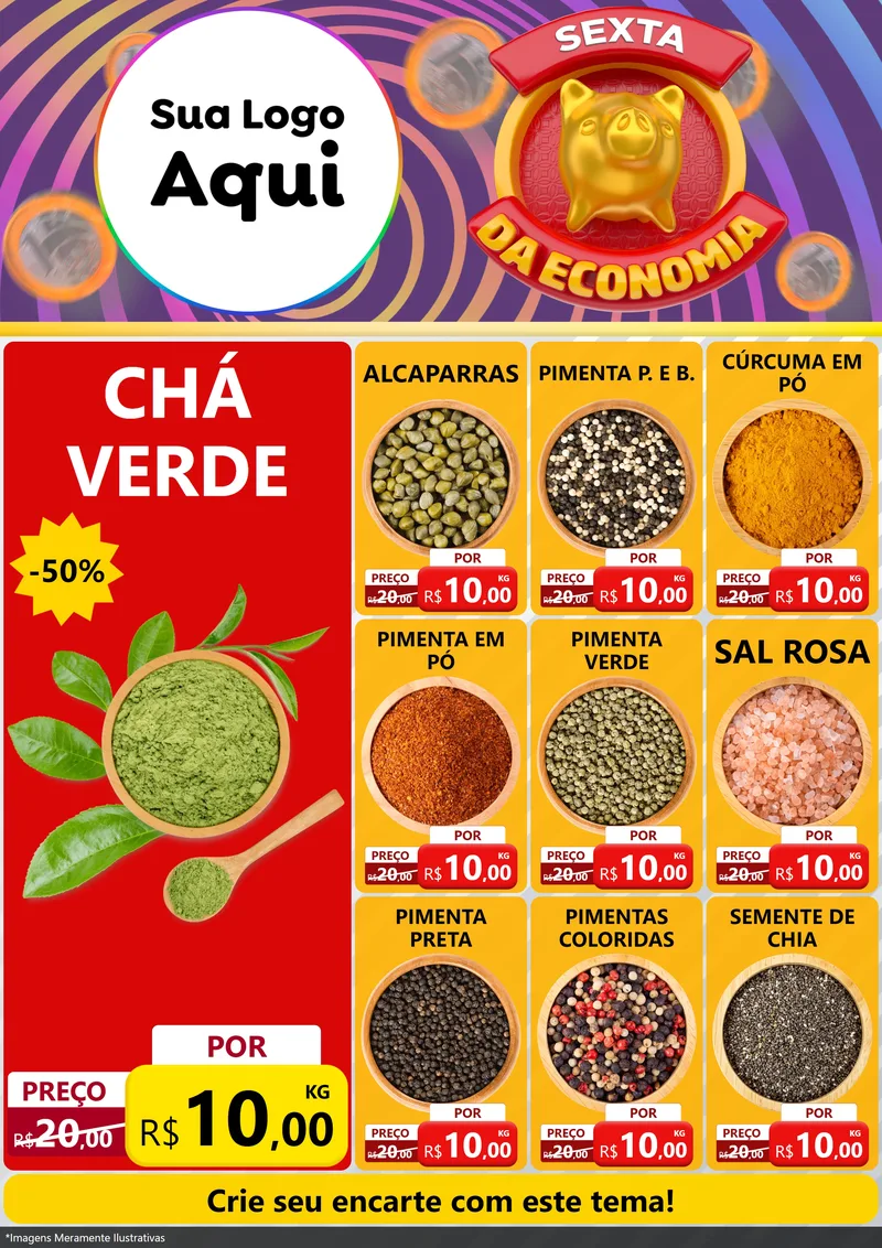 Modelo de Encarte para Encarte A4 Vertical com o tema Sexta da Economia para Produtos Naturais