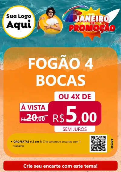 Modelo de Cartaz para Cartaz A4 Vertical com o tema Janeiro de Promoção para Móveis e Eletro