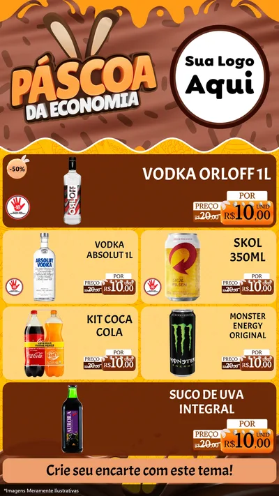 Modelo de TV para TV Vertical com o tema Páscoa da Economia para Distribuidora de bebidas