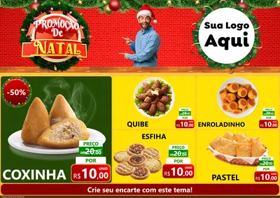 Modelo de Encarte para Encarte A4 Horizontal com o tema Promoção de Natal para Salgadaria