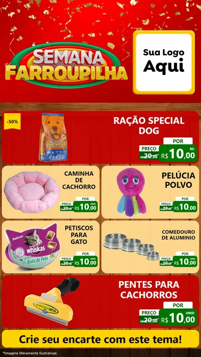 Modelo de TV para TV Vertical com o tema Semana Farroupilha para Pet Shop