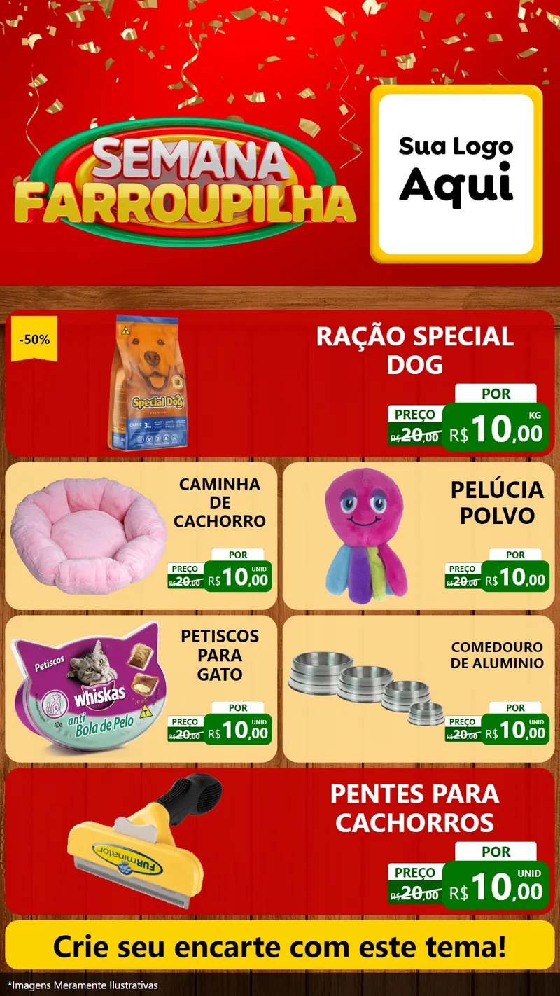 Modelo de TV para TV Vertical com o tema Semana Farroupilha para Pet Shop