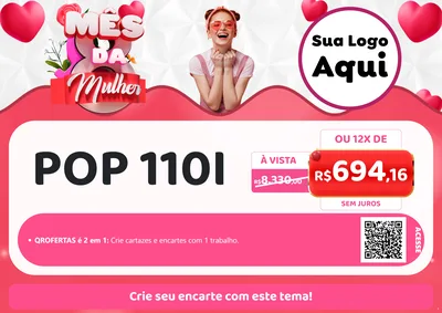 Modelo de Cartaz para Cartaz A4 Horizontal com o tema Mês da Mulher para Concessionaria de Motos