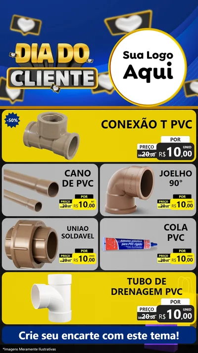 Modelo de TV para TV Vertical com o tema Dia Do Cliente para Tubos e conexões