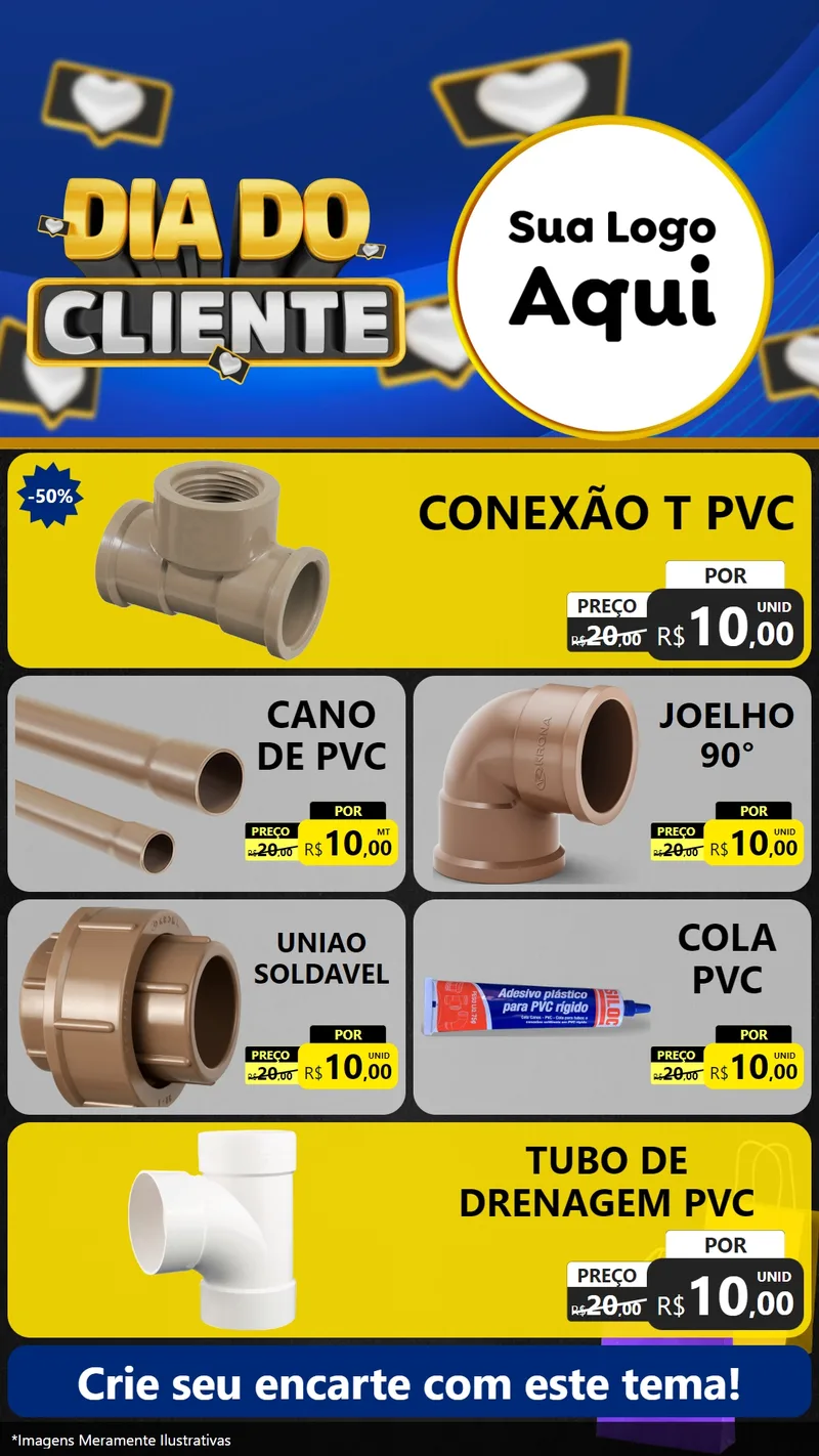 Modelo de TV para TV Vertical com o tema Dia Do Cliente para Tubos e conexões