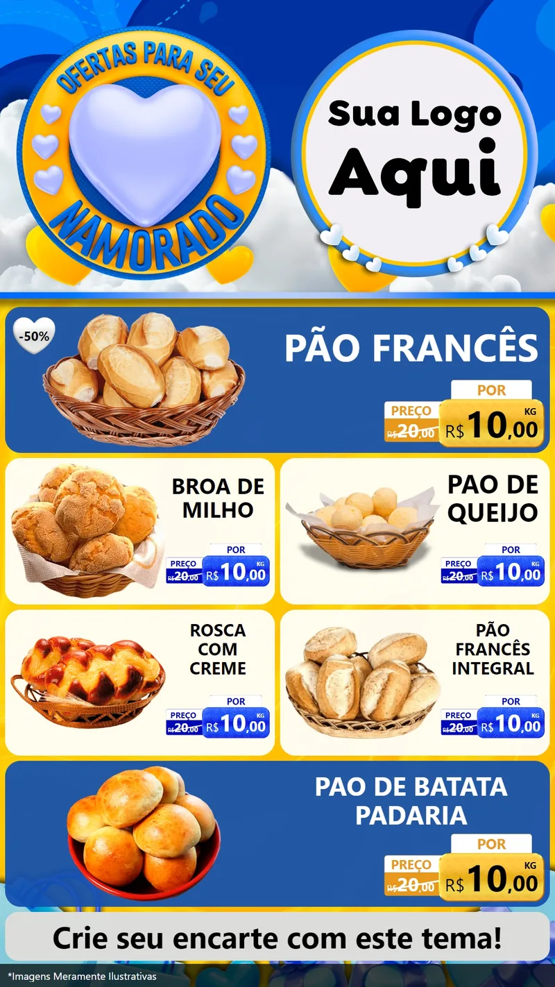 Modelo de TV para TV Vertical com o tema Ofertas Para Seu Namorado para Padaria